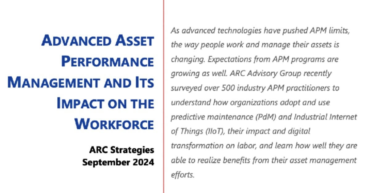 Front page of report about asset performance management