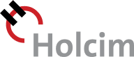 Logo of Holcim with gray text and a design featuring two black diagonal lines and a red curved line above the company name, reflecting the company's commitment to its customers.