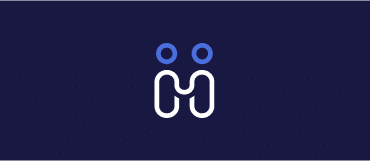 A stylized logo on a dark blue background with two connected white lines forming an "M" shape, and two blue circles above the "M," symbolizing support.